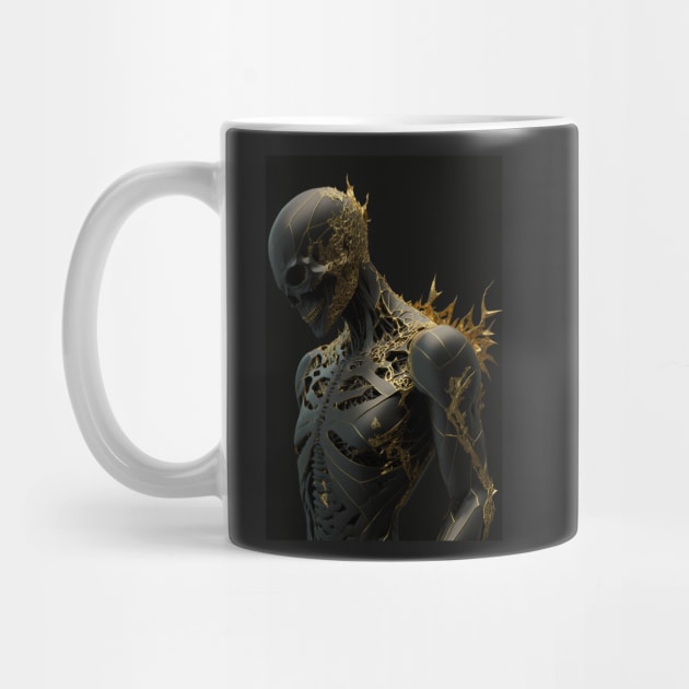 The Attractive Darkness: An Elegant Demon Skull with Golden cracks by Darksavage